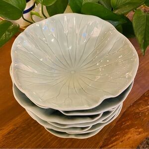 7 VTG Metlox Vernon Lotus Poppytrail Pottery Pale Jade Green Cereal Bowls 6.5”